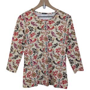J.McLaughlin | Catalina Cloth Top | Earthy Medallion Print | L | 3/4 Sleeve